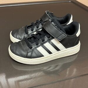 Adidas Kids Black and White Velcro Sneakers